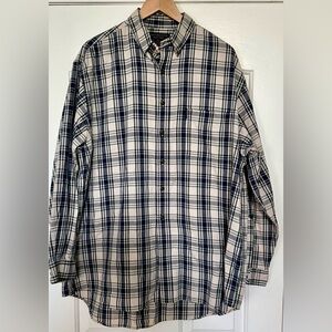 Abercrombie & Fitch The Big Shirt L Blue Green Plaid Cotton Button-Down